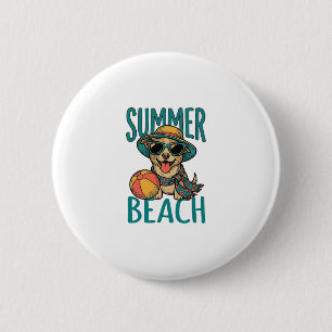 Chapa Redonda De 5 Cm Camiseta Diseño Perro Playa Verano Gafas Vintage_1