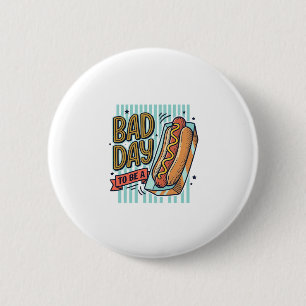 Chapa Redonda De 5 Cm Camiseta Diseño Vector Retro Hot Dog Mal Día_1