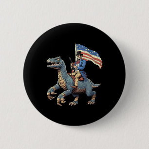 Chapa Redonda De 5 Cm Camiseta Divertida Abe Lincoln Montando Un Dinosau