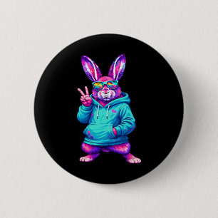Chapa Redonda De 5 Cm Camiseta divertida de conejo genial de Hip Hop par