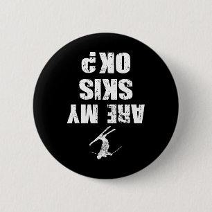 Chapa Redonda De 5 Cm Camiseta divertida de esquí, ropa de esquí deterio