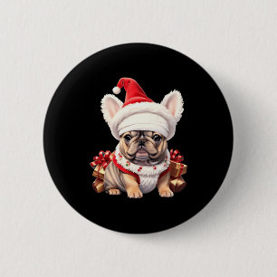 Chapa Redonda De 5 Cm Camiseta divertida de Navidad con bulldog francés 