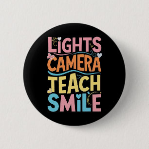 Chapa Redonda De 5 Cm Camiseta Divertida de Regreso a Clases Light Camer