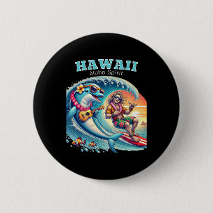 Chapa Redonda De 5 Cm Camiseta Divertida de Surf - Espíritu Aloha Hawaii