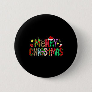 Chapa Redonda De 5 Cm Camiseta Divertida Luces de Navidad Sombrero de Sa