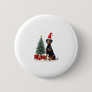 Chapa Redonda De 5 Cm Camiseta Doberman Divertido Árbol de Navidad Mujer
