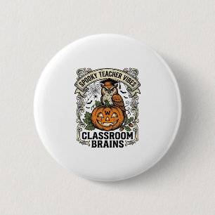 Chapa Redonda De 5 Cm Camiseta escolar vintage de calabaza búho para mae