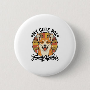 Chapa Redonda De 5 Cm Camiseta Familia Corgi Diseño Vintage Amante Masco