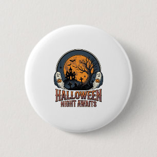 Chapa Redonda De 5 Cm Camiseta Fantasma Luna Grabada Escena Halloween Vi