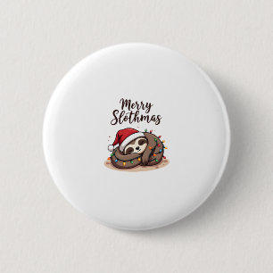 Chapa Redonda De 5 Cm Camiseta Feliz Slothmas Pijama de Navidad para Slo
