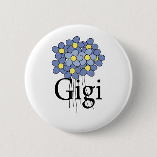 Chapa Redonda De 5 Cm Camiseta Gigi Flor Azul Bonita