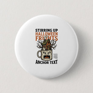 Chapa Redonda De 5 Cm Camiseta gráfica de taza embrujada de café espeluz