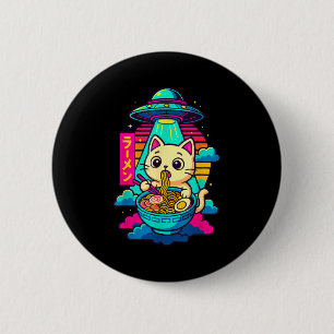 Chapa Redonda De 5 Cm Camiseta gráfica divertida de ramen ovni alienígen