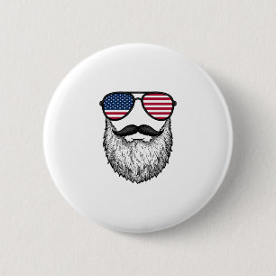 Chapa Redonda De 5 Cm Camiseta Gráfica Gafas de Sol Barba Patriótica Vin