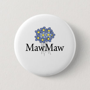 Chapa Redonda De 5 Cm Camiseta MawMaw Flor Azul Bonita