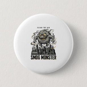 Chapa Redonda De 5 Cm Camiseta Monstruo de Smog Grabado Vintage Alerta E