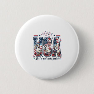 Chapa Redonda De 5 Cm Camiseta Patriótica Ganso USA Vintage Cuatro de Ju