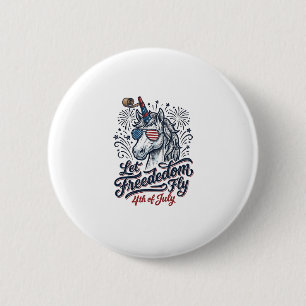 Chapa Redonda De 5 Cm Camiseta Patriótica Unicornio 4 de Julio Libertad 