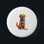 Chapa Redonda De 5 Cm Camiseta Patriótica Vintage del 4 de Julio para Go<br><div class="desc">Camiseta Patriótica Vintage del 4 de Julio para Golden Retriever 2</div>