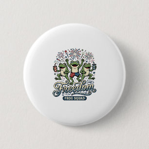 Chapa Redonda De 5 Cm Camiseta Patriótica Vintage Escuadrón Rana Liberta