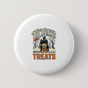 Chapa Redonda De 5 Cm Camiseta Perro Fantasma Halloween Sin Trucos Solo 