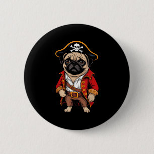 Chapa Redonda De 5 Cm Camiseta pirata de perro pug niños crían café de H