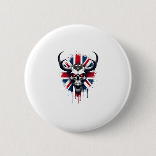 Chapa Redonda De 5 Cm Camiseta Premium de Cráneo Británico Bandera de In