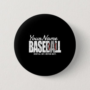 Chapa Redonda De 5 Cm Camiseta Retro de Béisbol con Nombre y Franjas Equ