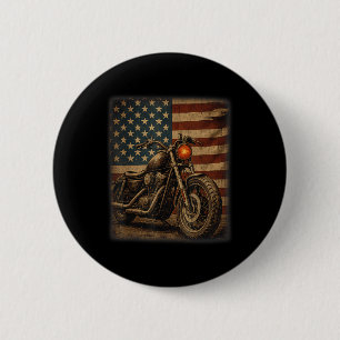 Chapa Redonda De 5 Cm Camiseta Retro de Motocicleta Usa Bandera Biker Ho