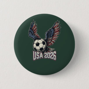 Chapa Redonda De 5 Cm Camiseta Retro USA Soccer 2026 Eagle Wings