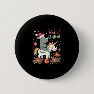 Chapa Redonda De 5 Cm Camiseta Rhino Navidad Feliz Navidad Unicornio Rhi