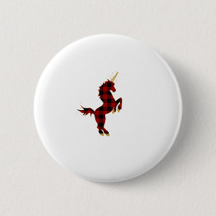 Chapa Redonda De 5 Cm Camiseta Roja de Cuadros Búfalo Unicornio de Navid