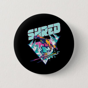 Chapa Redonda De 5 Cm Camiseta Shred Vintage Freestyle Ski 80s Disfraz R