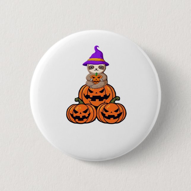 Chapa Redonda De 5 Cm Camiseta Sloth Halloween Premium (Anverso)