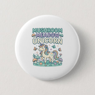 Chapa Redonda De 5 Cm Camiseta Unicornio Hongo Pradera Unicornio T-Shirt