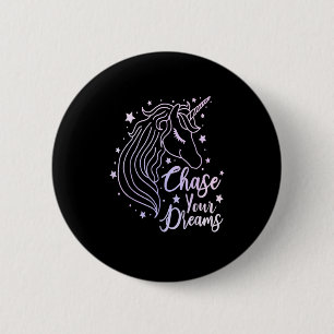 Chapa Redonda De 5 Cm Camiseta Unicornio Persigue Tus Sueños Niñas Rosa