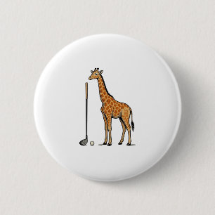 Chapa Redonda De 5 Cm Camiseta vectorial de golf de jirafa de grabado vi