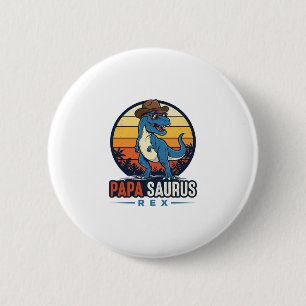 Chapa Redonda De 5 Cm Camiseta Vintage de Dinosaurio Vaquero Papa Saurus