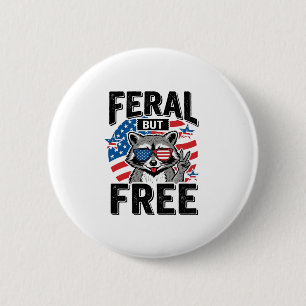 Chapa Redonda De 5 Cm Camiseta Vintage de Mapache Patriótico Feral Pero
