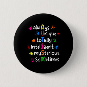 Chapa Redonda De 5 Cm Camisetas de Autismo Siempre Únicas Totalmente Int