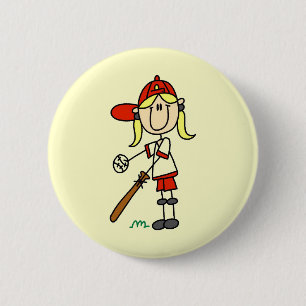 Chapa Redonda De 5 Cm Camisetas de béisbol de niña bateando