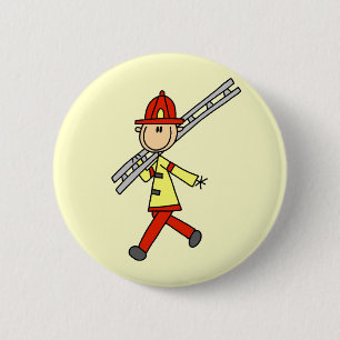 Chapa Redonda De 5 Cm Camisetas de Bombero con Escalera y Regalos