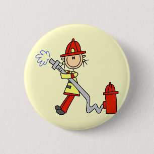 Chapa Redonda De 5 Cm Camisetas de Bombero con Manguera y Regalos