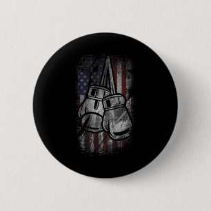 Chapa Redonda De 5 Cm Camisetas de boxeo con bandera americana para homb