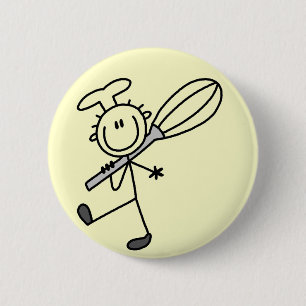 Chapa Redonda De 5 Cm Camisetas de Chef con Figura de Palitos y Batidor