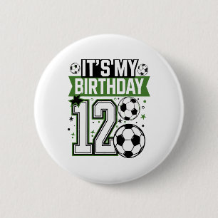 Chapa Redonda De 5 Cm Camisetas de Cumpleaños Niño 12 Fútbol Es Mi Cumpl