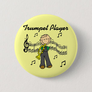 Chapa Redonda De 5 Cm Camisetas de figura de hombre tocando trompeta y r
