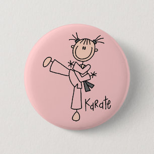 Chapa Redonda De 5 Cm Camisetas de karate de chica de figuras de palitos