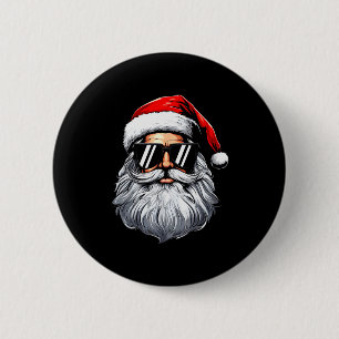 Chapa Redonda De 5 Cm Camisetas de Navidad con Cara de Santa Retro para