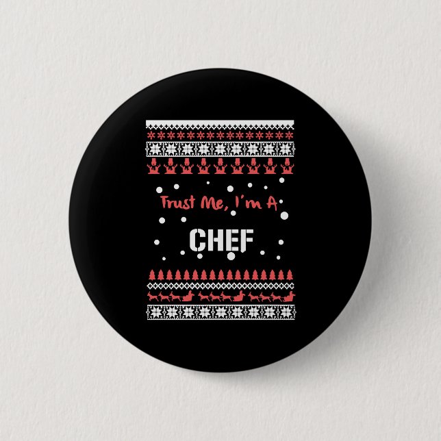 Chapa Redonda De 5 Cm Camisetas de Navidades Chef (Anverso)